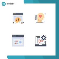 Modern Set of 4 Flat Icons Pictograph of compliance wellness policy head performance Editable Vector Design Elements