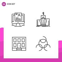 Outline Icon set Pack of 4 Line Icons isolated on White Background for responsive Website Design Print and Mobile Applications Creative Black Icon vector background