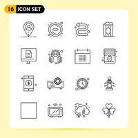 16 Creative Icons for Modern website design and responsive mobile apps 16 Outline Symbols Signs on White Background 16 Icon Pack Creative Black Icon vector background