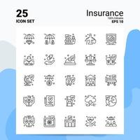 25 Insurance Icon Set 100 Editable EPS 10 Files Business Logo Concept Ideas Line icon design vector