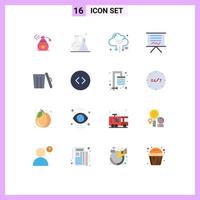 Group of 16 Flat Colors Signs and Symbols for ecology education iot easel blackboard Editable Pack of Creative Vector Design Elements