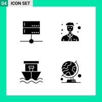 Pack of 4 Solid Style Icon Set Glyph Symbols for print Creative Signs Isolated on White Background 4 Icon Set Creative Black Icon vector background