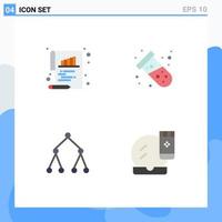 4 Universal Flat Icons Set for Web and Mobile Applications bar social paper tube face base Editable Vector Design Elements