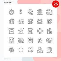 Vector Pack of 25 Icons in Line Style Creative Outline Pack isolated on White Background for Web and Mobile Creative Black Icon vector background