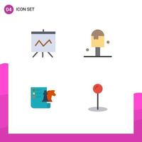 4 Flat Icon concept for Websites Mobile and Apps analytics strategy beach summer maps Editable Vector Design Elements