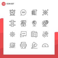 Universal Icon Symbols Group of 16 Modern Outlines of skateboard network file share checklist Editable Vector Design Elements