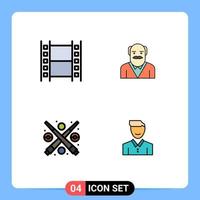 4 Creative Icons Modern Signs and Symbols of film fun multimedia old man play Editable Vector Design Elements