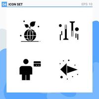 Modern 4 solid style icons Glyph Symbols for general use Creative Solid Icon Sign Isolated on White Background 4 Icons Pack Creative Black Icon vector background