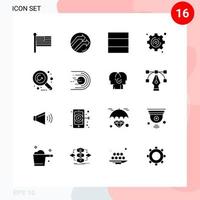 Modern Set of 16 Solid Glyphs and symbols such as asteroid study grid money setting Editable Vector Design Elements