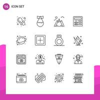 Outline Pack of 16 Universal Symbols of add science mountain rotation ui Editable Vector Design Elements