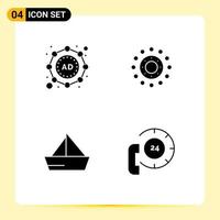 Pictogram Set of 4 Simple Solid Glyphs of ad ship flower easter yacht Editable Vector Design Elements