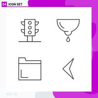 Line Icon set Pack of 4 Outline Icons isolated on White Background for Web Print and Mobile Creative Black Icon vector background