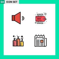 4 Creative Icons Modern Signs and Symbols of sound strategy label business news Editable Vector Design Elements