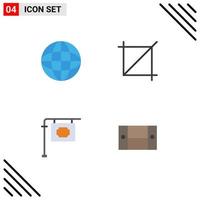 Editable Vector Line Pack of 4 Simple Flat Icons of globe desk crop stand home appliances Editable Vector Design Elements