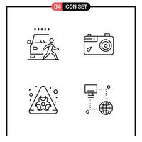 Set of 4 Line Style Icons for web and mobile Outline Symbols for print Line Icon Signs Isolated on White Background 4 Icon Set Creative Black Icon vector background