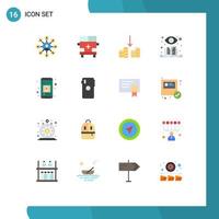 Group of 16 Flat Colors Signs and Symbols for mobile video mobile app vehicles supervised learning learning Editable Pack of Creative Vector Design Elements