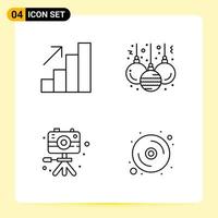 4 Creative Icons for Modern website design and responsive mobile apps 4 Outline Symbols Signs on White Background 4 Icon Pack Creative Black Icon vector background