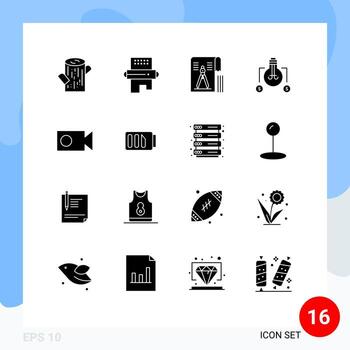 paquete de línea vectorial editable de 16 glifos sólidos simples de solución de leva archivo de idea de brújula elementos de diseño vectorial editables vector