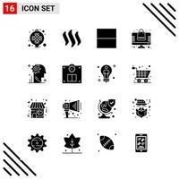 Pixle Perfect Set of 16 Solid Icons Glyph Icon Set for Webite Designing and Mobile Applications Interface Creative Black Icon vector background