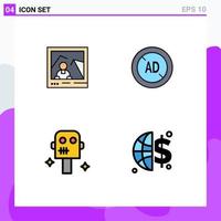 Set of 4 Modern UI Icons Symbols Signs for picture suit photo ad blocker finance Editable Vector Design Elements