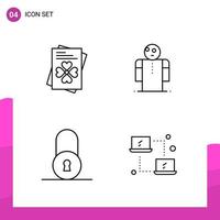 Outline Icon set Pack of 4 Line Icons isolated on White Background for responsive Website Design Print and Mobile Applications Creative Black Icon vector background