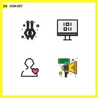 4 Creative Icons Modern Signs and Symbols of custom earrings megaphone data love 89 Editable Vector Design Elements