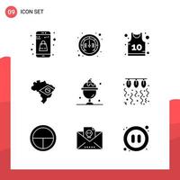 Pack of 9 Universal Glyph Icons for Print Media on White Background Creative Black Icon vector background