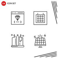 Collection of 4 Vector Icons in Line style Pixle Perfect Outline Symbols for Web and Mobile Line Icon Signs on White Background 4 Icons Creative Black Icon vector background