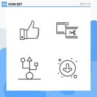 Modern 4 Line style icons Outline Symbols for general use Creative Line Icon Sign Isolated on White Background 4 Icons Pack Creative Black Icon vector background