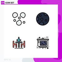 Filledline Flat Color Pack of 4 Universal Symbols of hail diplomacy moon agreement architect Editable Vector Design Elements