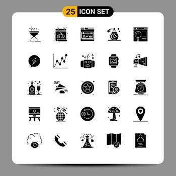 User Interface Pack of 25 Basic Solid Glyphs of web page web interface makeup Editable Vector Design Elements