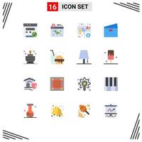 16 User Interface Flat Color Pack of modern Signs and Symbols of spa shopping kids pay debit Editable Pack of Creative Vector Design Elements