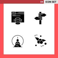 4 Icon Pack Solid Style Glyph Symbols on White Background Simple Signs for general designing Creative Black Icon vector background