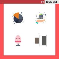 4 Universal Flat Icons Set for Web and Mobile Applications chart easter share shopping food Editable Vector Design Elements