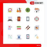 Set of 16 Modern UI Icons Symbols Signs for hotel roller food paint healthy Editable Pack of Creative Vector Design Elements