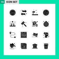 User Interface Pack of 16 Basic Solid Glyphs of construction salt pollution pepper food Editable Vector Design Elements