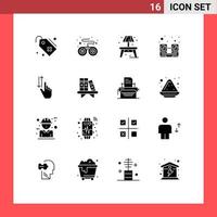 paquete de iconos vectoriales de stock de 16 signos y símbolos de línea para gestos ascendentes elementos de diseño vectorial editables de música con dedos vivos vector