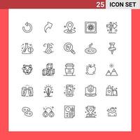 Line Pack of 25 Universal Symbols of choice future location data computer Editable Vector Design Elements