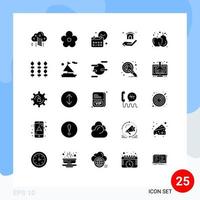 Pictogram Set of 25 Simple Solid Glyphs of food real estate calendar home job Editable Vector Design Elements