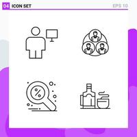 Set of 4 icons in Line style Creative Outline Symbols for Website Design and Mobile Apps Simple Line Icon Sign Isolated on White Background 4 Icons Creative Black Icon vector background