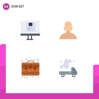 Universal Icon Symbols Group of 4 Modern Flat Icons of computer services online girl case Editable Vector Design Elements