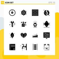 colección de 16 iconos sólidos universales conjunto de iconos para web y móvil fondo de vector de icono negro creativo