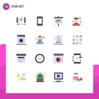 16 Universal Flat Colors Set for Web and Mobile Applications machine clean projector recorder mic Editable Pack of Creative Vector Design Elements
