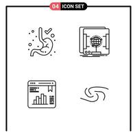 Line Pack of 4 Universal Symbols of digestion graph dimensional scanner syscoin Editable Vector Design Elements