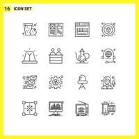 Set of 16 Modern UI Icons Symbols Signs for bell security layout padlock website Editable Vector Design Elements