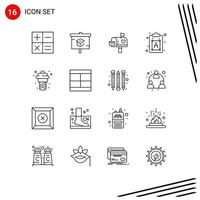 Universal Icon Symbols Group of 16 Modern Outlines of food text mail font creative Editable Vector Design Elements