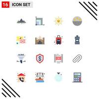 16 User Interface Flat Color Pack of modern Signs and Symbols of strength mineral scince calcium spring Editable Pack of Creative Vector Design Elements