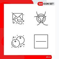 Creative Set of 4 Universal Outline Icons isolated on White Background Creative Black Icon vector background