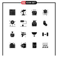 16 Universal Solid Glyphs Set for Web and Mobile Applications old clock startup home party Editable Vector Design Elements