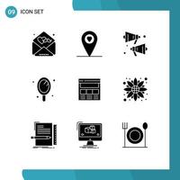 9 Creative Icons Modern Signs and Symbols of online interface speaker page salon Editable Vector Design Elements